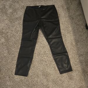 VENUS Black Faux Leather Trousers